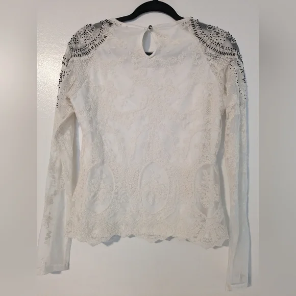Y2K Beaded Lace Long Sleeve Top - Picture 3 of 5